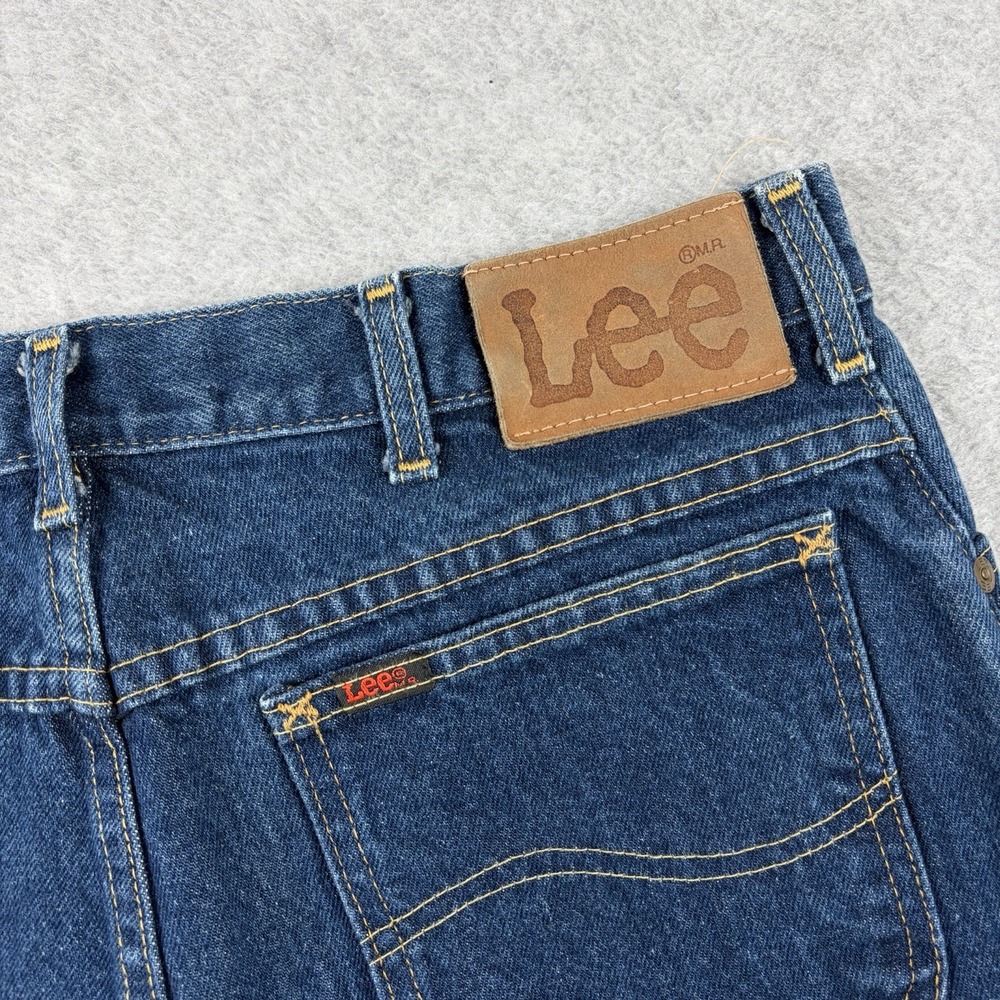 Vtg Lee Jeans Men 34x36 Blue Bootcut USA Union Made 70s 80s Talon Zip Dark Wash - Picture 9 of 14